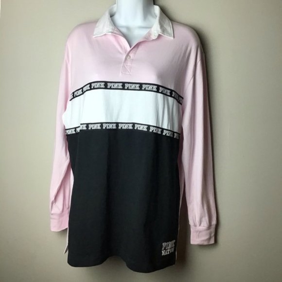 PINK Nation Rugby Color Block Top - Picture 2 of 6